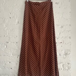 Reformation Brown and White Polka Dot A-Line Skirt